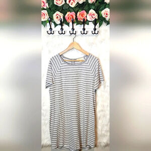 Michael Kors Striped Cotton Night Dress w/ Jeweled MK Logo